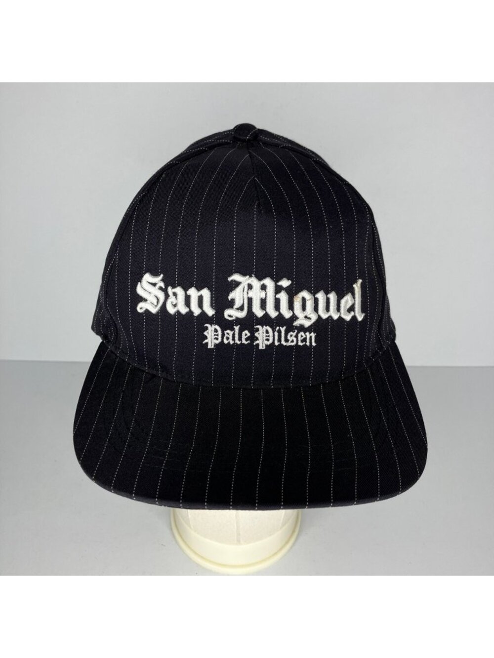 San Miguel Pale Pilsen Pinstripe Hat Men's Adjustable Black White Cap